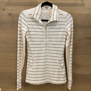 Striped Collared Lace 1/2 Zip Longsleeve